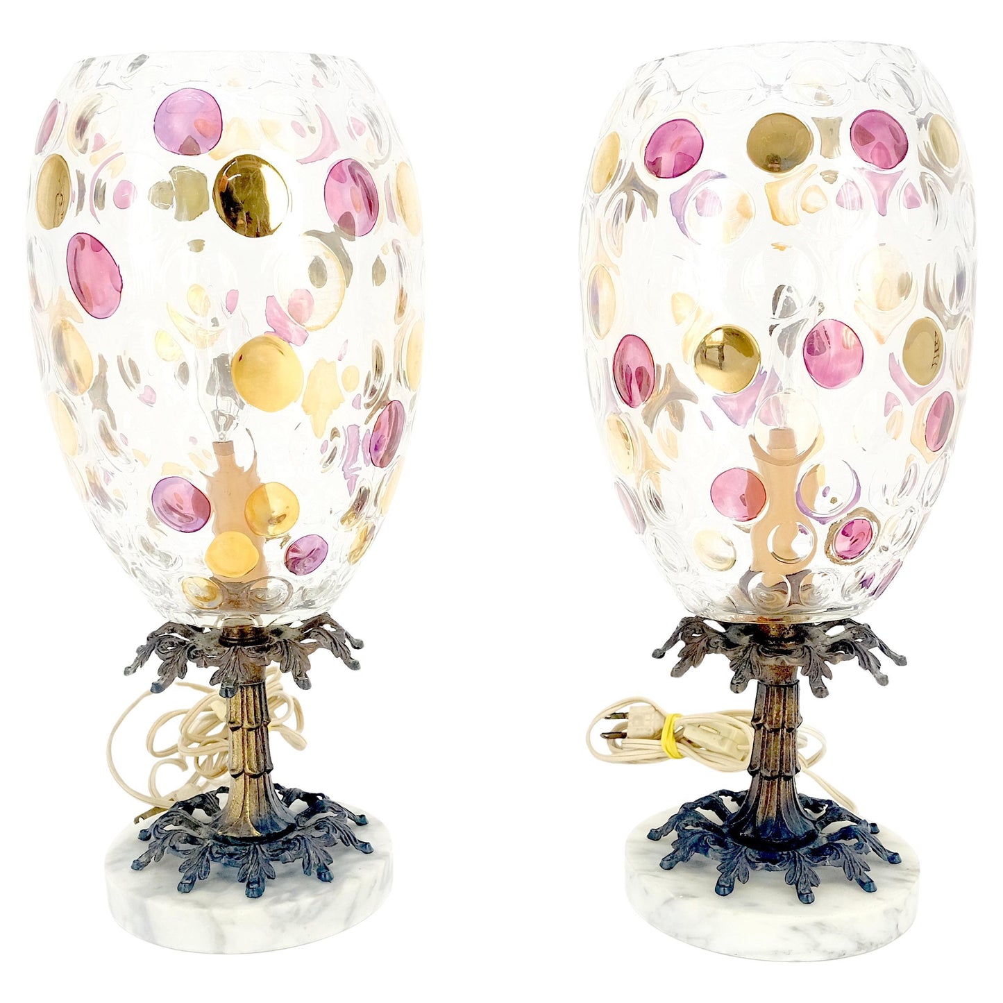 EstablishedLines Hollywood Regency Bohemian Glass Crystal Table Lamps