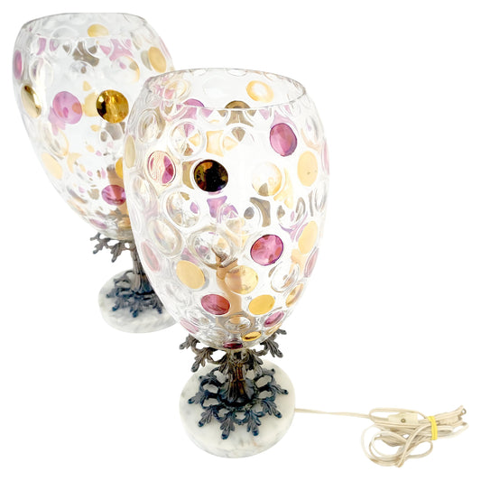 EstablishedLines Hollywood Regency Bohemian Glass Crystal Table Lamps