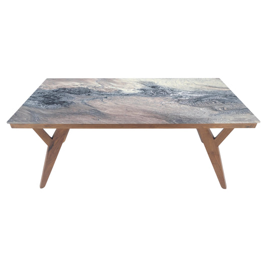 EstablishedLines Solid Oiled Walnut Frame 3/4" Thick 32x67 Marble Top Dining Conference Table