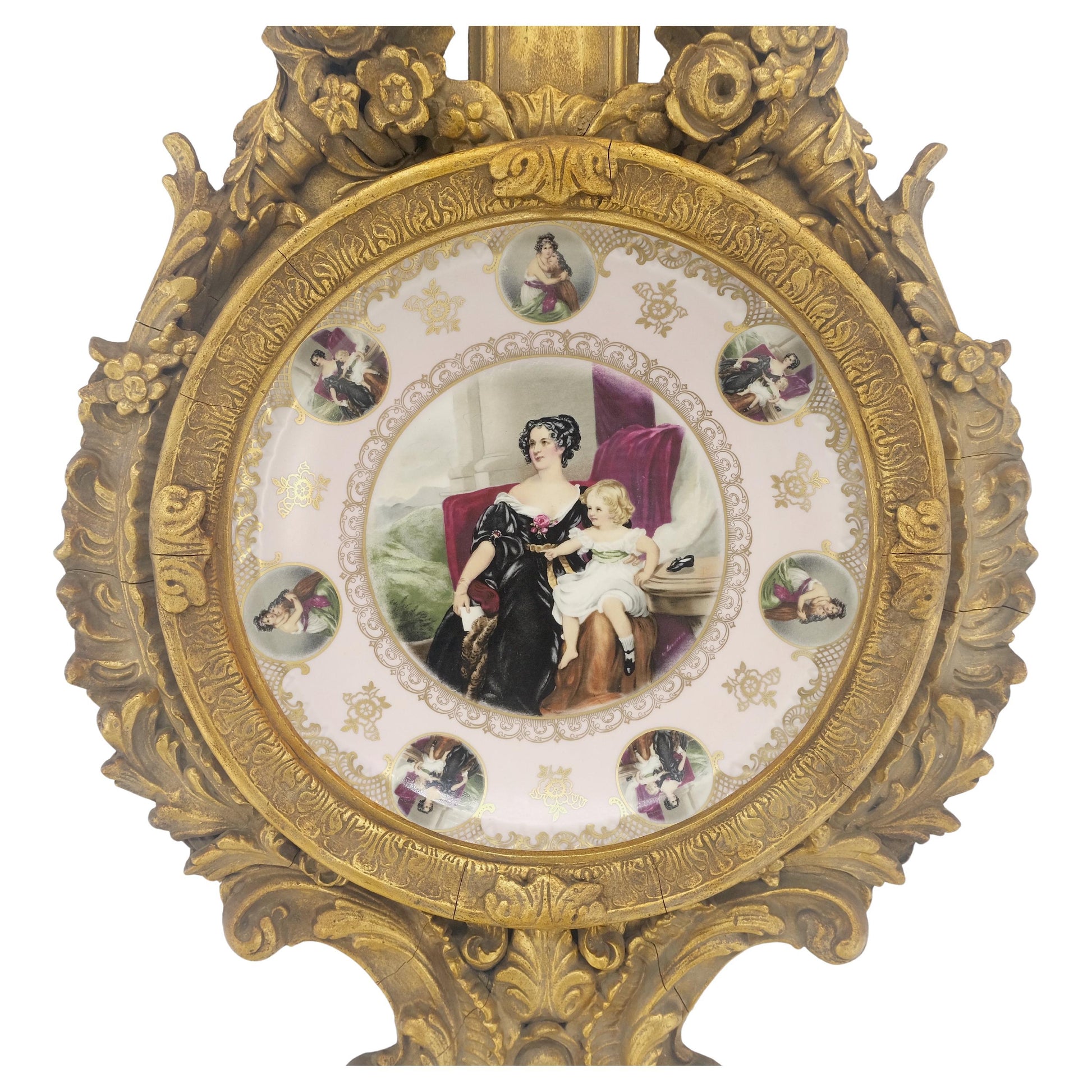 EstablishedLines Gold Gilt Gesso Frame German Decorated Wall Plaque Plate c1920s