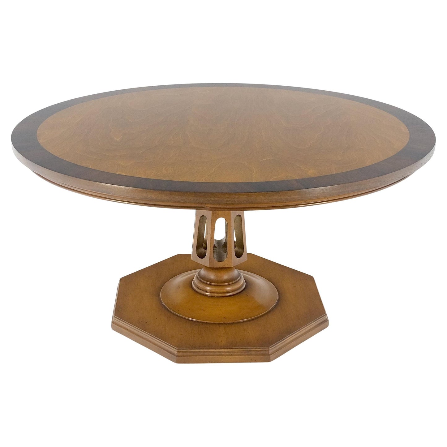 EstablishedLines Very Fine Mid Century Modern 36" Round Rosewood Banded Top Coffee Table MINT