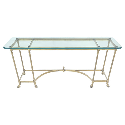 EstablishedLines Italian Hoof Feet Brass Frame Base 3/4" Glass Top Console Hall Table