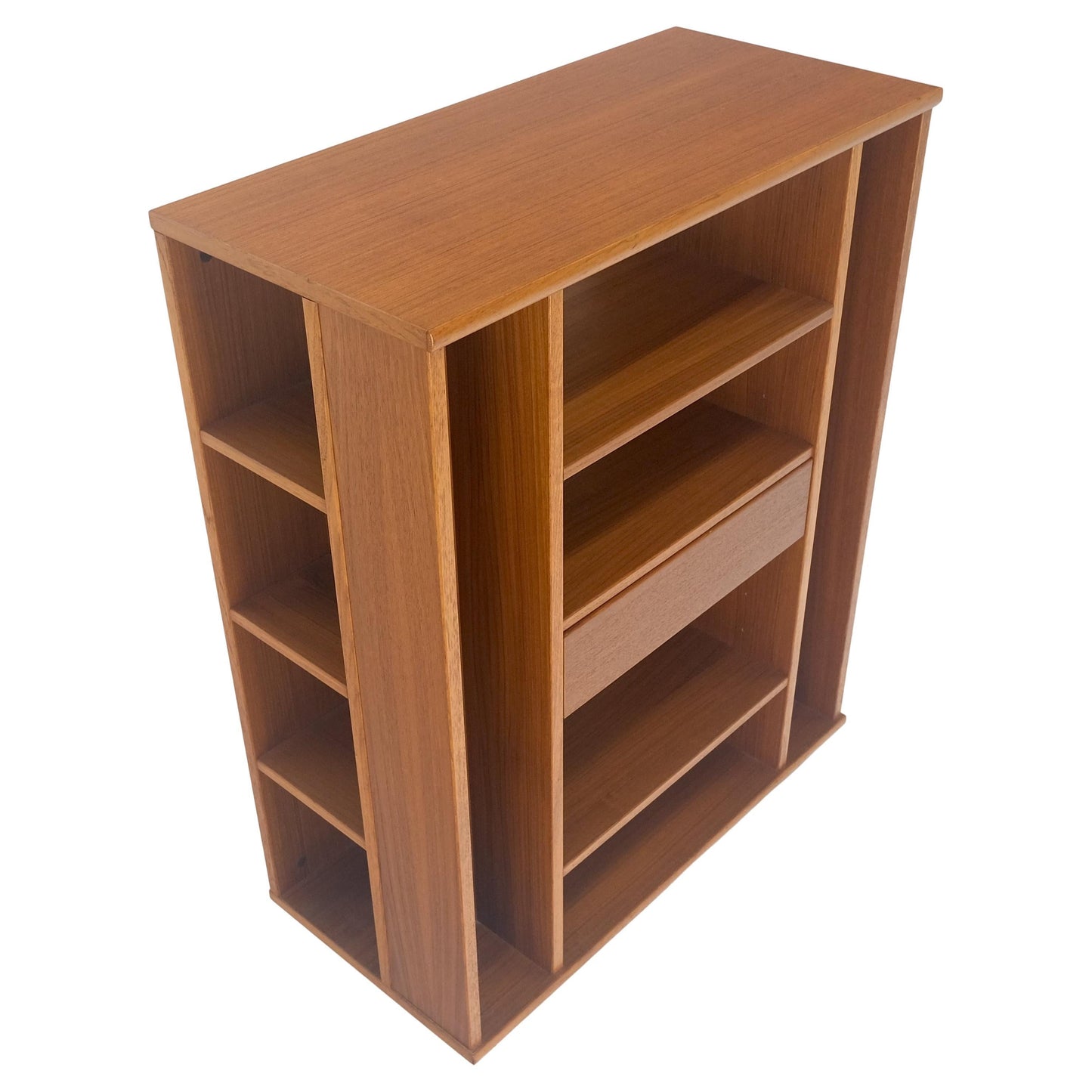 EstablishedLines Danish Mid Century Modern 1970s Teak Bookcase Entertainment Center on Wheels