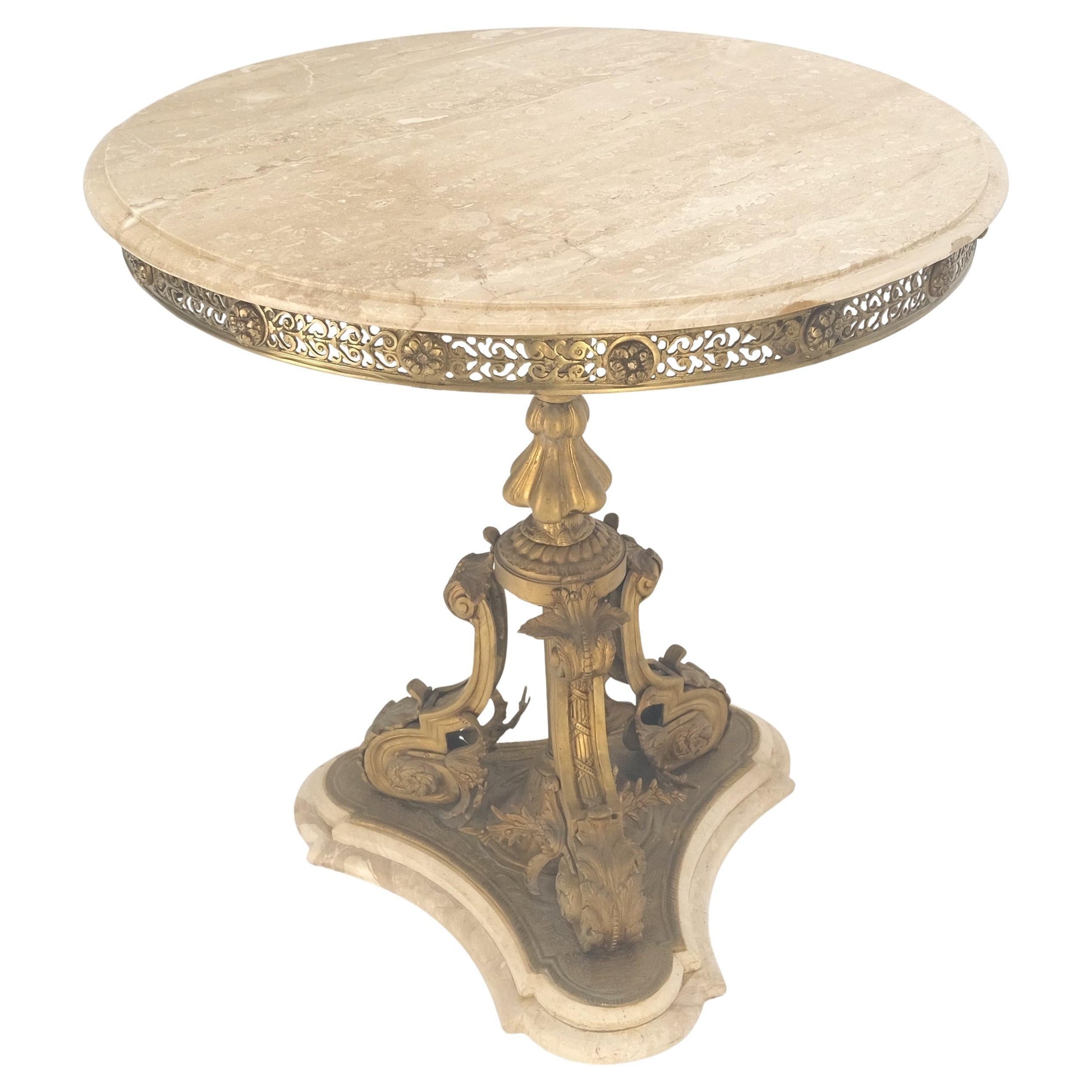 EstablishedLines Marble & Bronze Base Fine Gueridon Side End Lamp Stand Mint