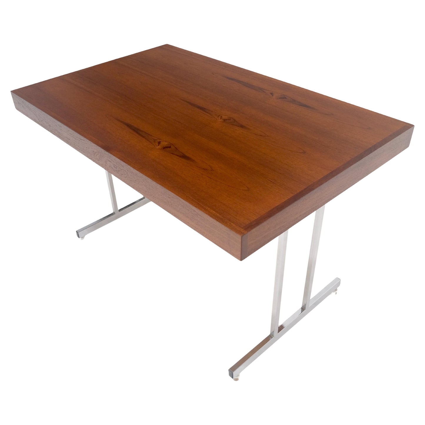 EstablishedLines Danish Mid Century Modern Teak Top Chrome Legs Folding Desk Mint