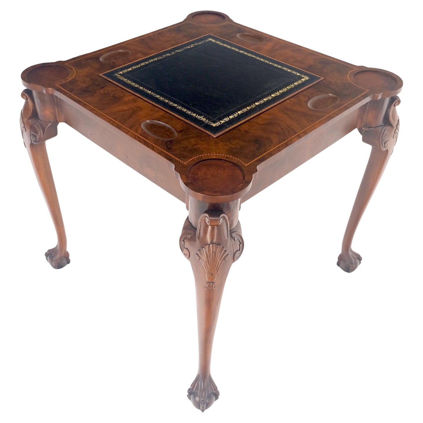 EstablishedLines Leather Top Chippendale Style Ball & Claw Feet Backgammon Chess Game Table MINT!