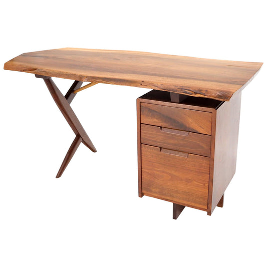 Conoid Cross Leg Desk in Walnut by George Nakashima Dated Documented, 1971