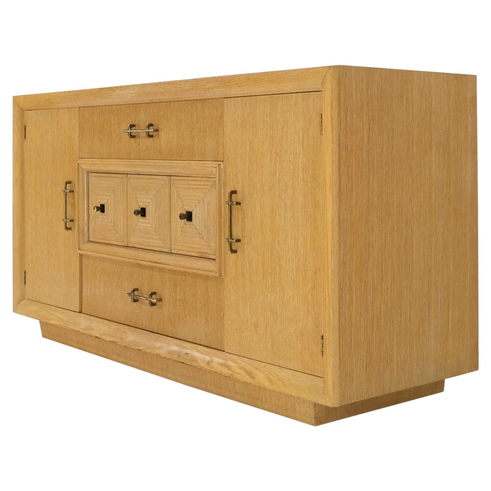 Cerused Oak Mid Century Credenza Sideboard Dresser Cabinet Buffet