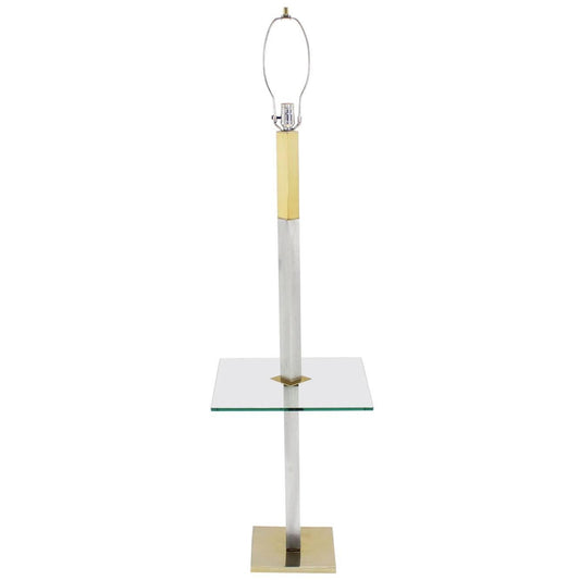 Chrome Brass Glass Table Floor Lamp Square Side Table