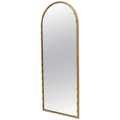 Dome Shape Metal Frame Faux Bamboo Mirror