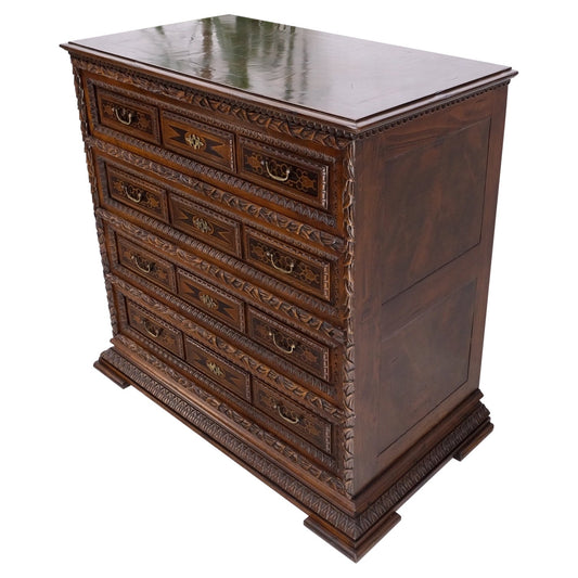 Heavily Carved Spanish Style 4 Drawers Commode Chest of Drawers Dresser Cabinet
