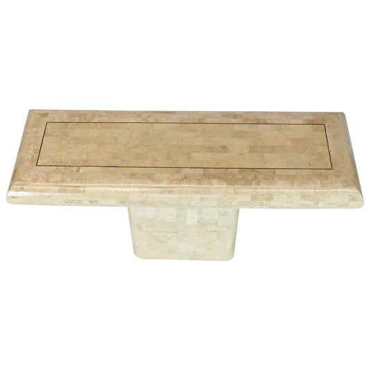 Maitland-Smith Tessellated Stone Veneers with Single Pedestal Console