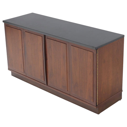 Walnut Base Petit Credenza with Slate Top TV Stand Cabinet Console Table