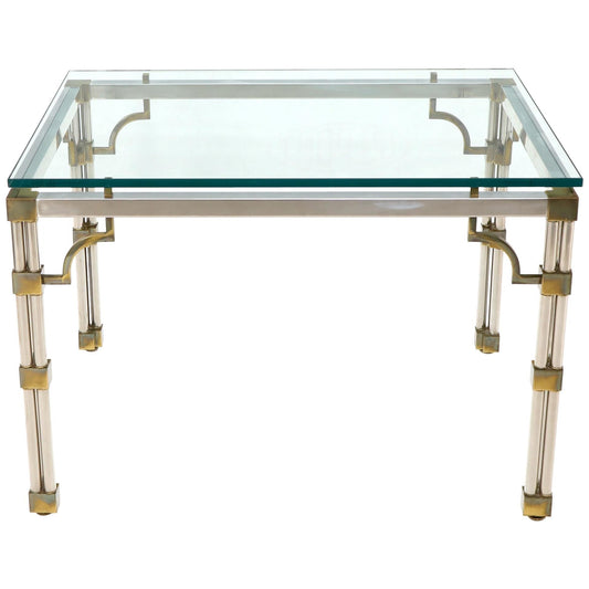 Petit Chrome Brass and Thick Glass Top Dining or Writing Table
