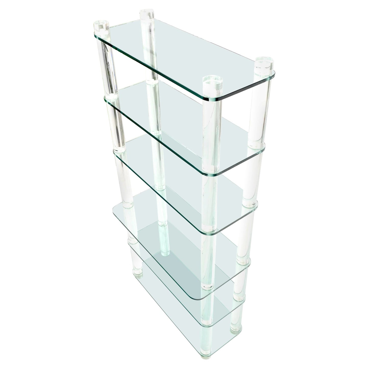 Thick Lucite Frame 6 Tier Mid Century Modern Etagere Shelving