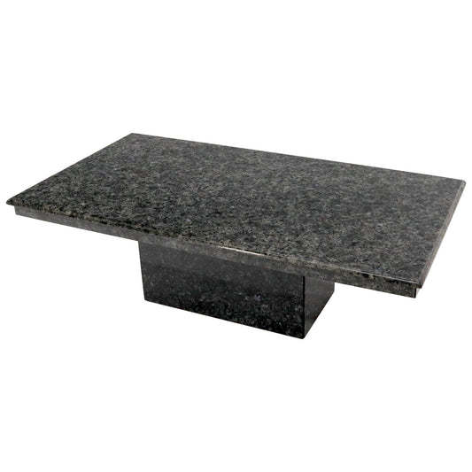 Medium to Large Black Granite Rectangular Mid-Century Modern Coffee Table