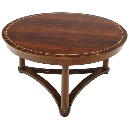 Round Rosewood Neoclassical Rosewood Banded Top Coffee Center Table