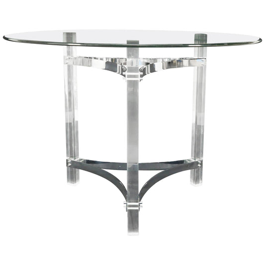 Round Glass Top Lucite Base Gueridon Center Cafe Dining Table