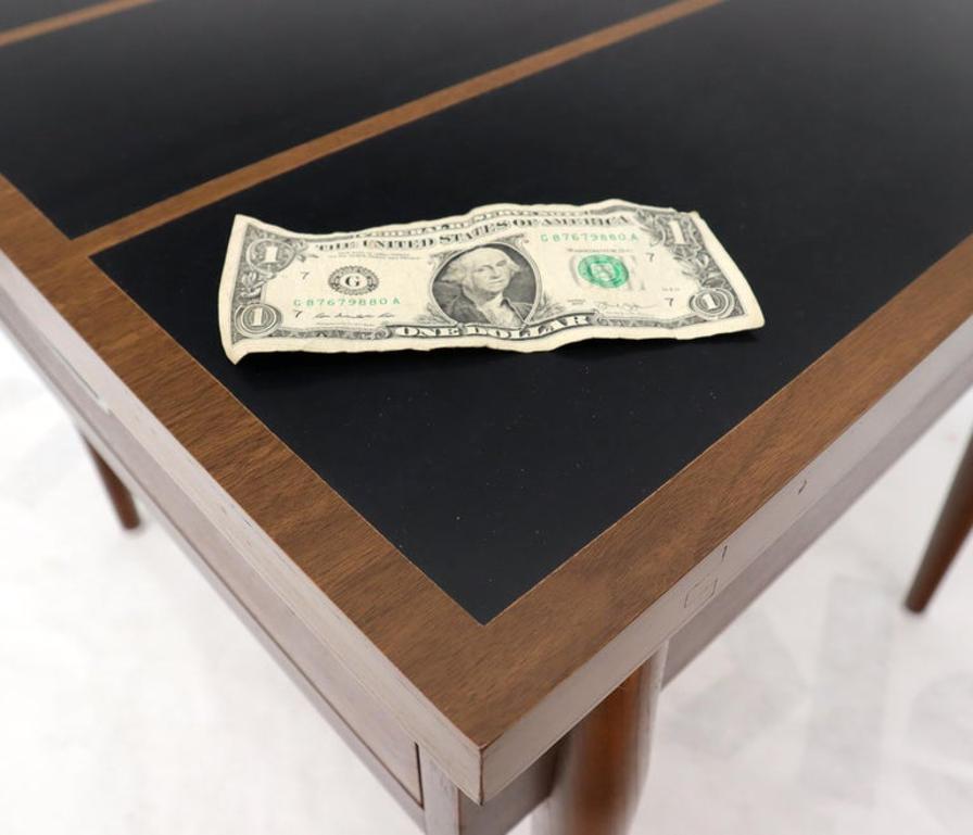 Pair of Walnut One-Drawer Side End Tables with Laminated Tops Tapered Legs