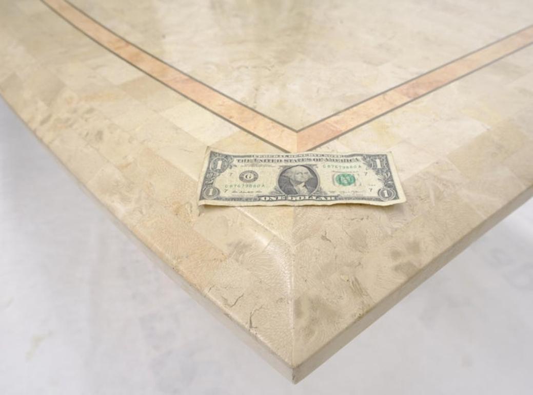 Tessellated Stone Tile Mid-Century Modern Boat Shape Dining Table
