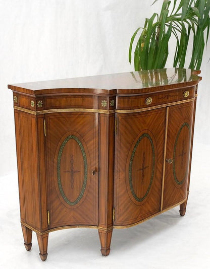 Adams Style Paint Decorated Sideboard Credenza Two Door Cabinet Satin Wood MINT!