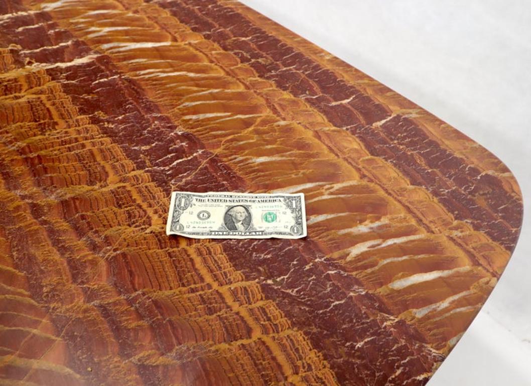 Rouge Boat Shape Marble Top Dining Table on Compass Shape Solid Walnut Legs