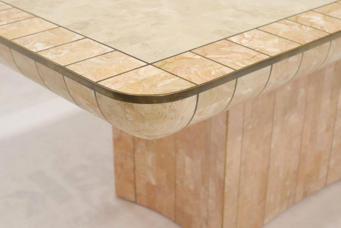 Brass & Tessellated Marble Stone Tile Top Dining Conference Tables