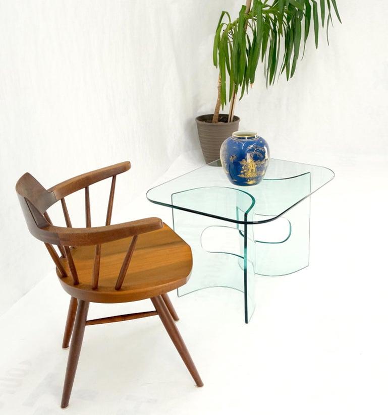 Mid Century Italian Modern Bend Glass C Shape Base Coffee Side Table
