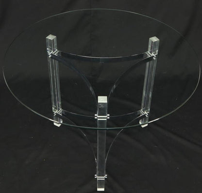 Round Glass Top Lucite Base Gueridon Center Cafe Dining Table