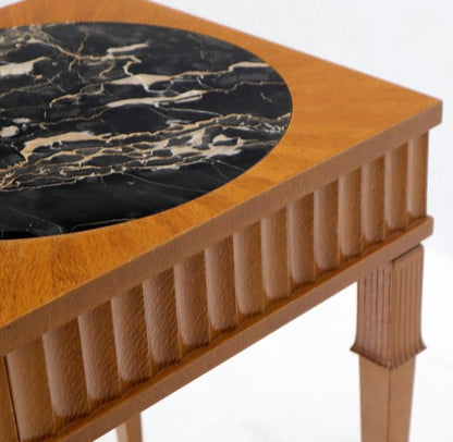 Square Round Black Marble Insert Top One Drawer Lamp Accent Table Stand