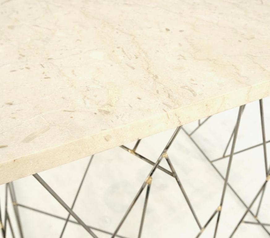 Travertine Top Wire Base Square Side End Table Stand Mid-Century Modern MINT!