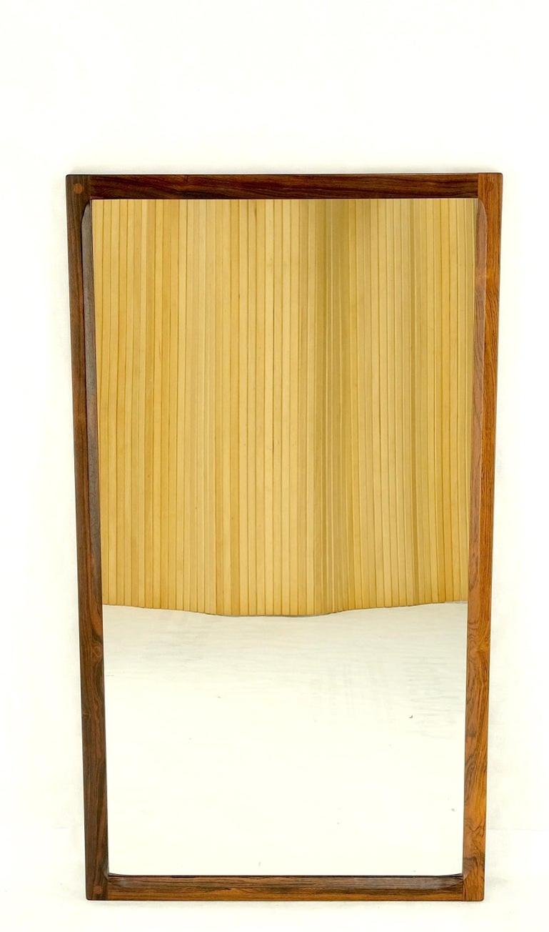 Danish Mid Century Modern Solid Rosewood Frame Rectangle Wall Mirror MINT!