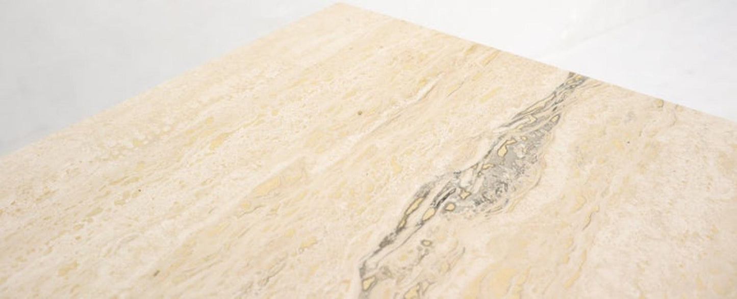 Square Italian Mid-Century Modern Travertine Side Table