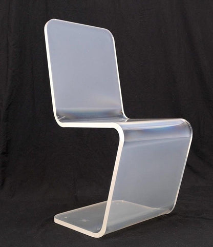 Bent Thick Heavy Lucite Side Z Dining Side Chair Mid-Century Modern