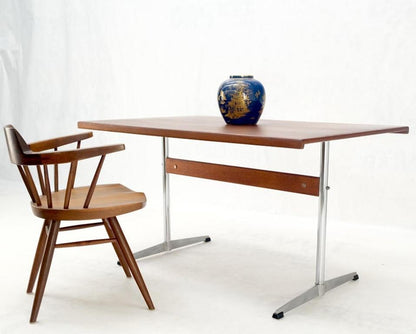 Teak & Chrome Base Mid Century Danish Modern Petit Desk Console Writing Table
