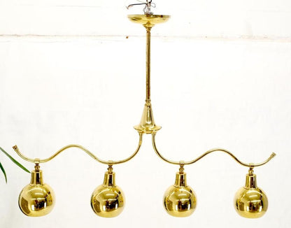 Solid Polished Brass Ball Pear Shape Shades Light Bar Pool Table Fixture Chandel