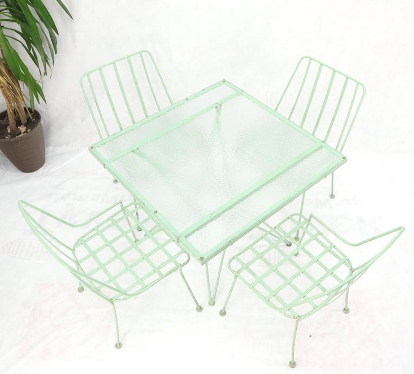 Mid-Century Modern 5 Pieces Glass Top Outdoor Dining Set Art, Russel Woodard