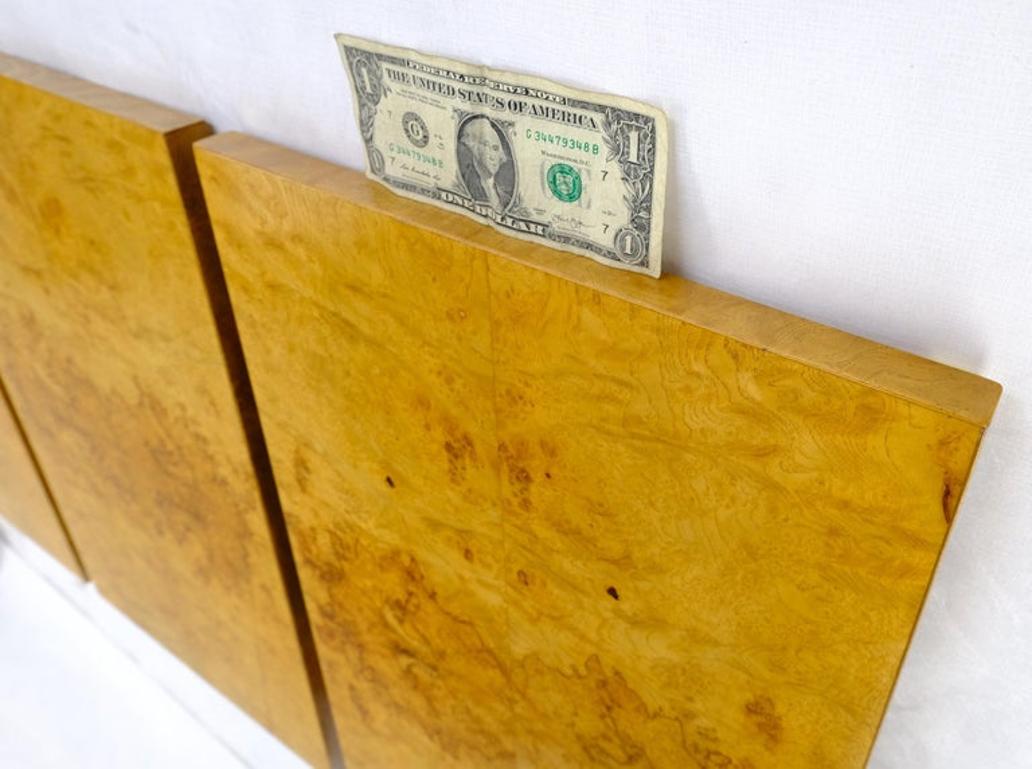 Style of Milo Baughman Book Matched Burl Wood Queen or Full Size Headboard Bed