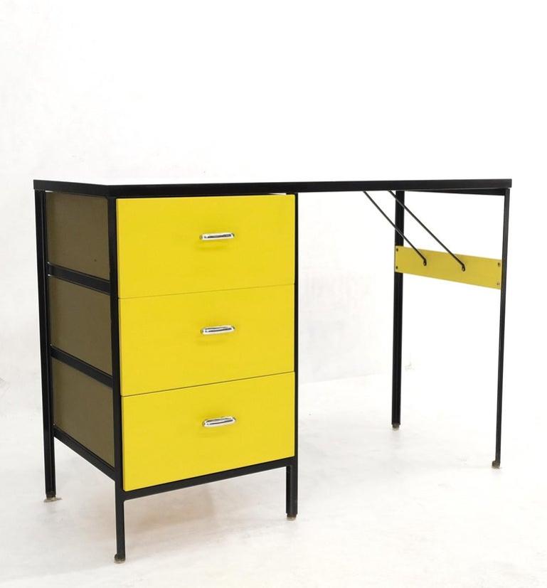 Yellow & Black Steel Frame Desk Model 4111 by George Nelson Herman Miller Mint