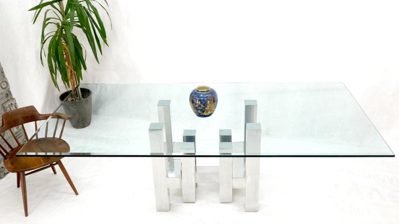 Cityscape Aluminum Base Large Rectangle Glass Top Dining Conference Paul Mayen
