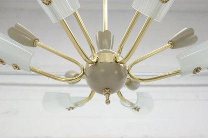 Fontana Arte Brass Sputnik Chandelier Light Fixture