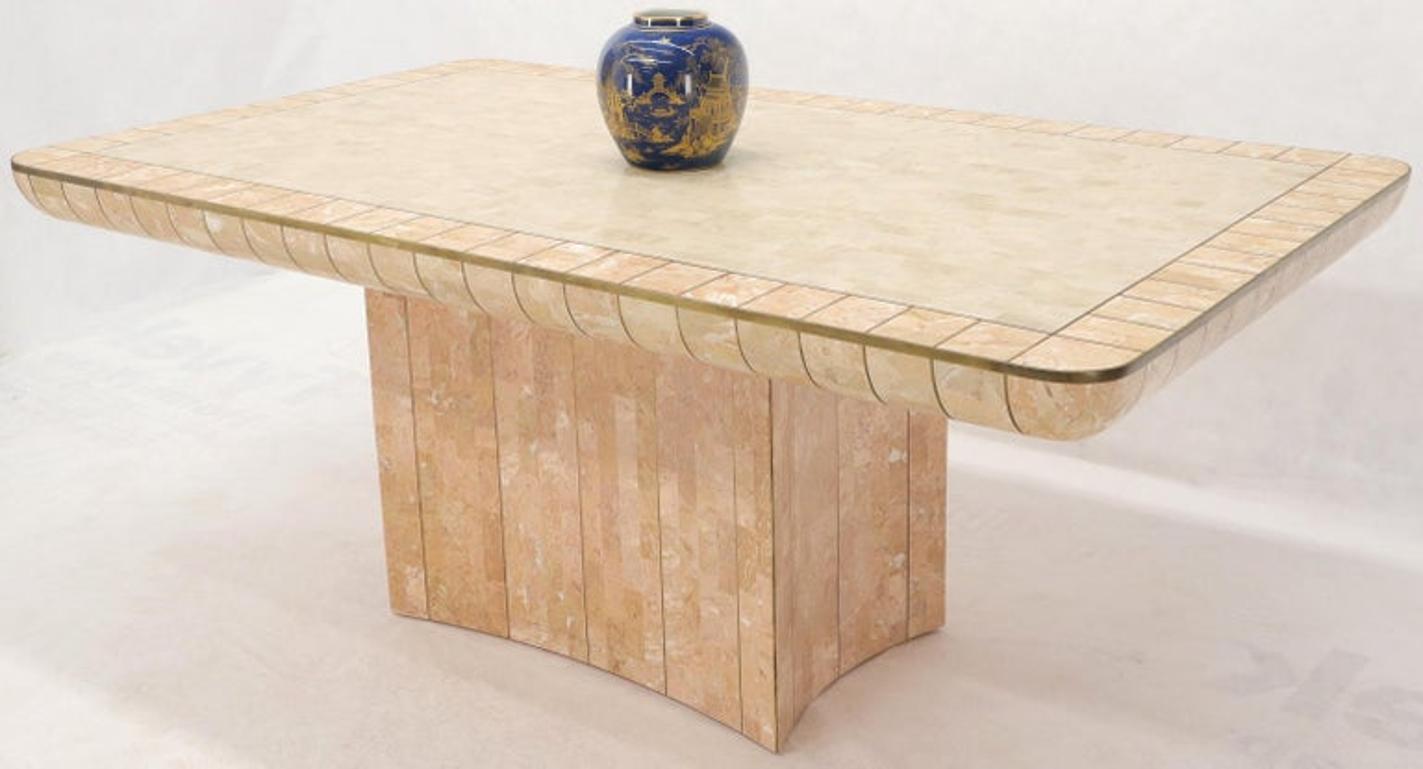 Brass & Tessellated Marble Stone Tile Top Dining Conference Tables