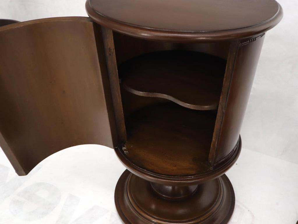 Pair of Round Barrel Shape One Door Compartment End tables Night Stands