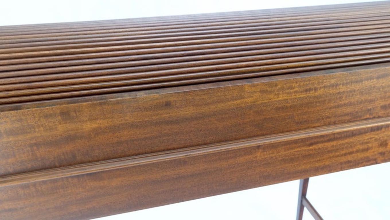 Petit Roll Top Mahogany Mechanical Desk Writing Table Tapered Legs Mid Century