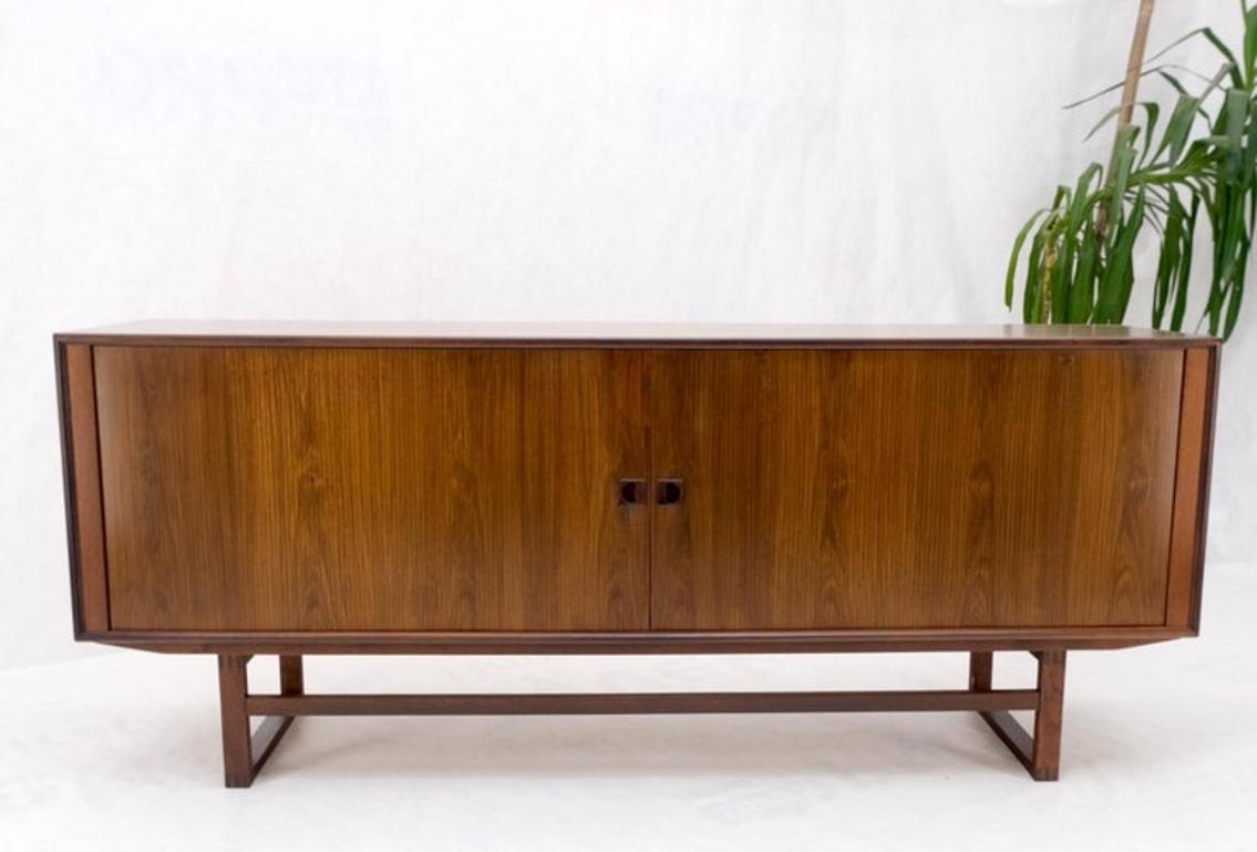 Tambour Doors Rosewood Danish Mid-Century Modern Long Credenza Buffet Dresser