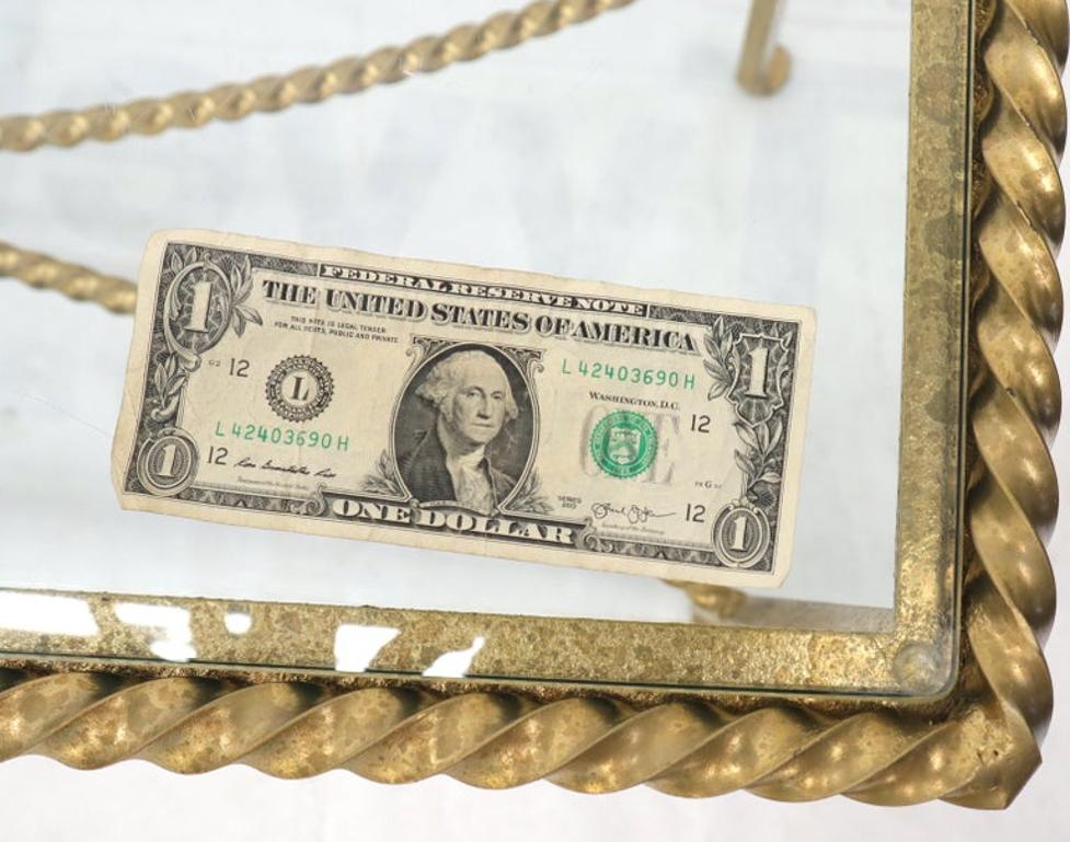 Twisted Rope Forged Gold Finish Glass Top Console Table