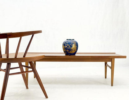 Danish Mid-Century Modern Walnut Long Rectangle Coffee Table W Rolled Edge Mint!