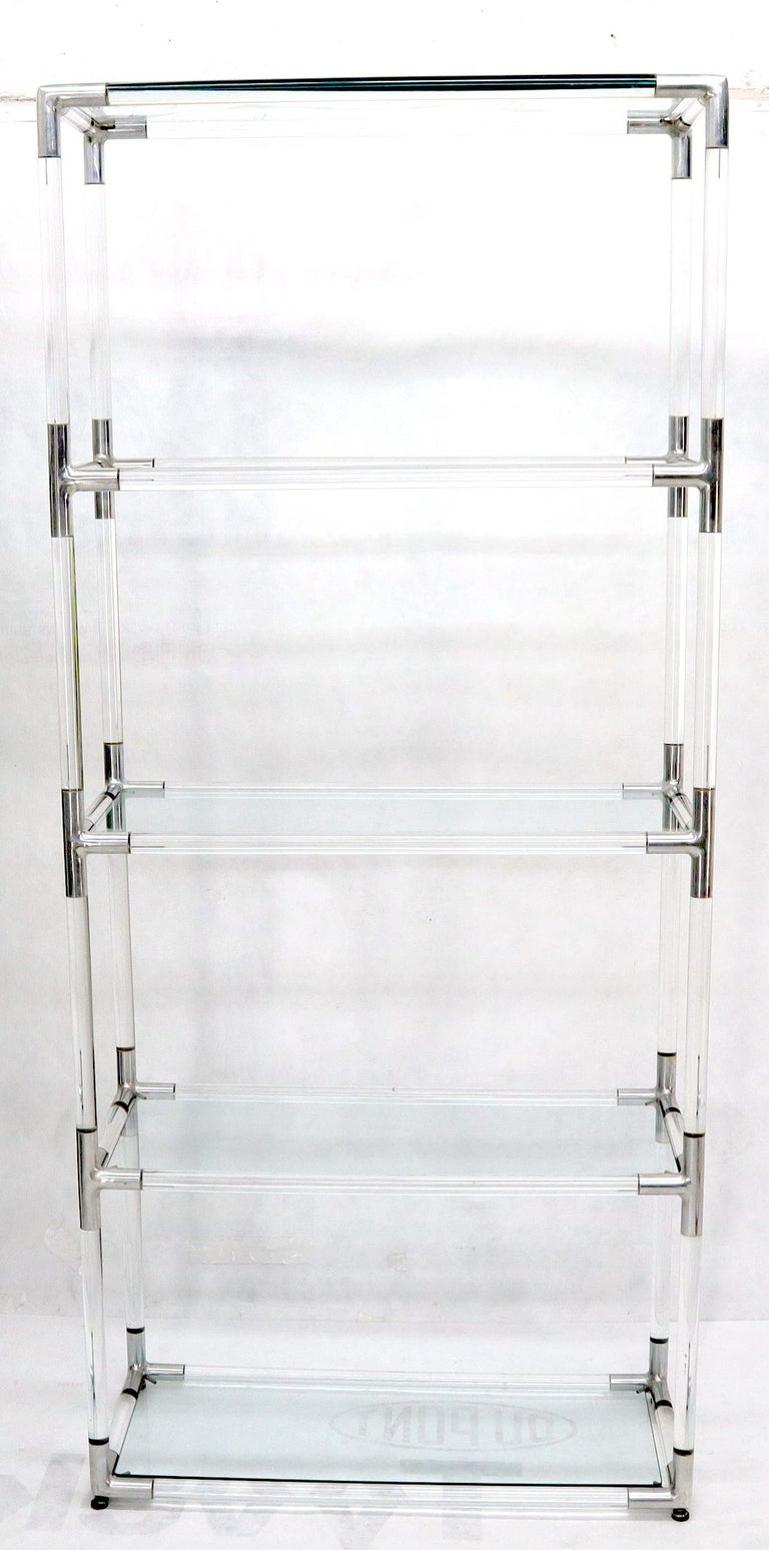 5-Tier Lucite and Glass Mid-Century Modern Étagère Shelf Wall Unit