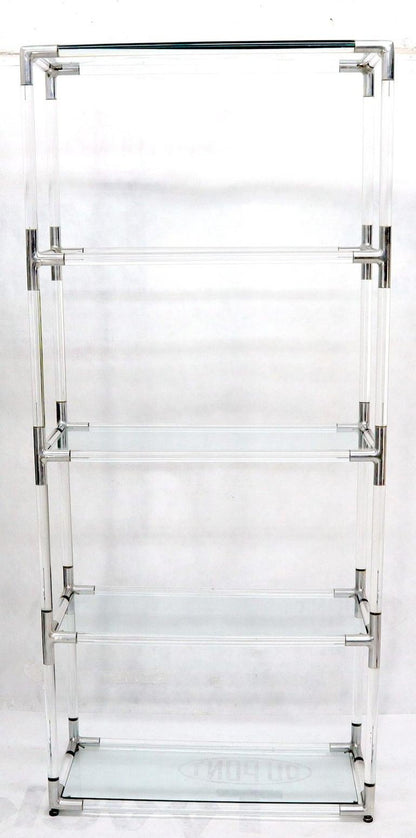 5-Tier Lucite and Glass Mid-Century Modern Étagère Shelf Wall Unit