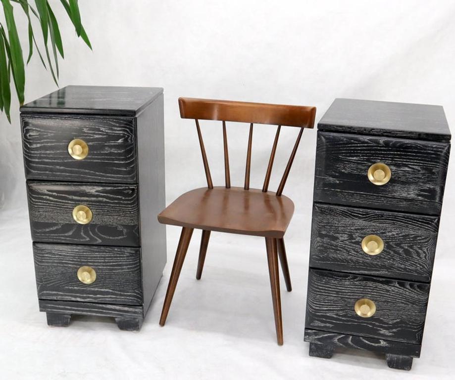 Pair of Three-Drawer Ceruised Oak Nightstands End Tables